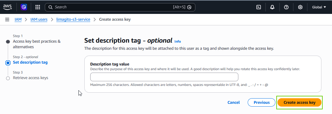 limagito filemover amazon s3 IAM users security credentials setup
