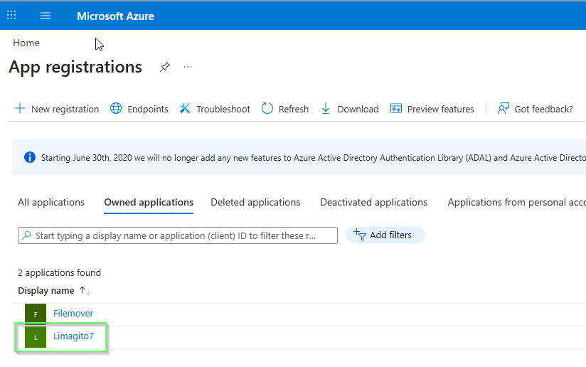 limagito file mover azure app registrations