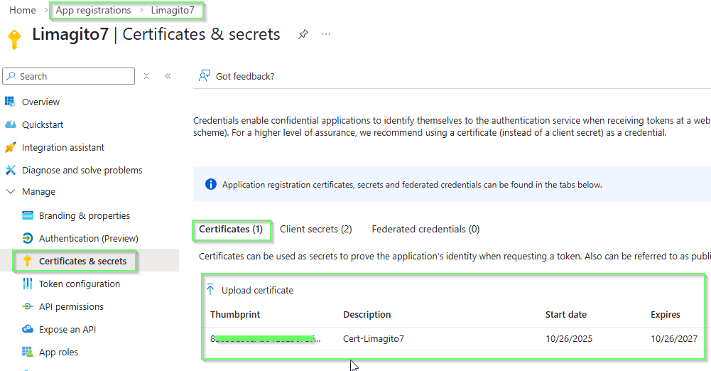 limagito file mover azure certificates and secrets