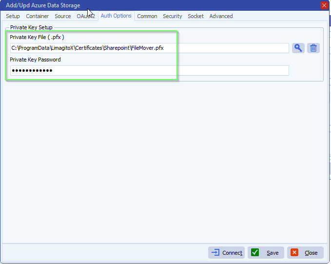 limagito file mover private key authentication