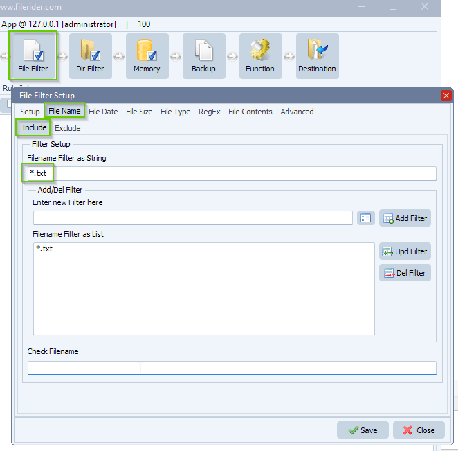 Limagito File Mover Include Filename Filter
