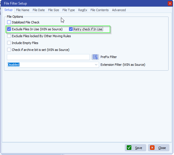 limagito file mover file filter setup