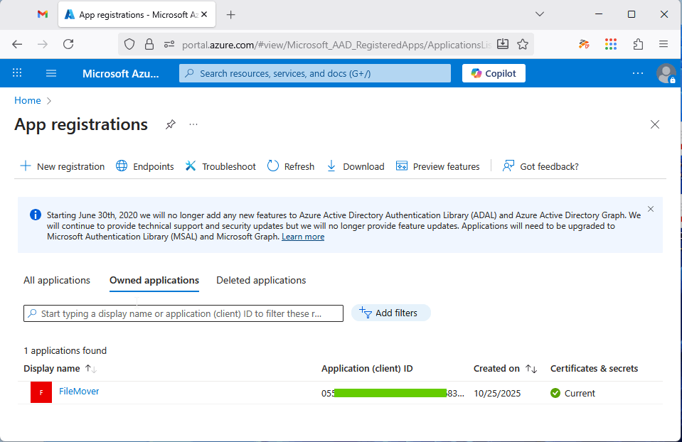 limagito file mover azure app registrations