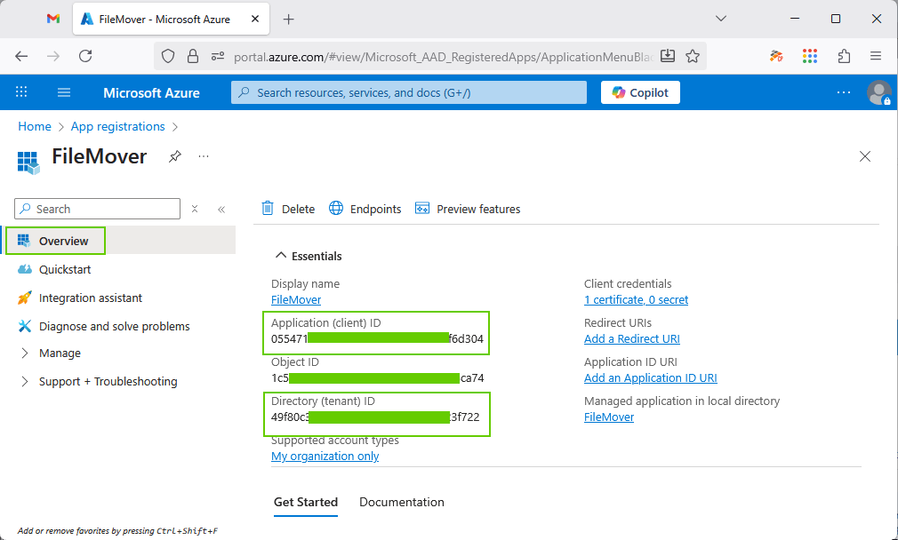 limagito filemover azure app registrations
