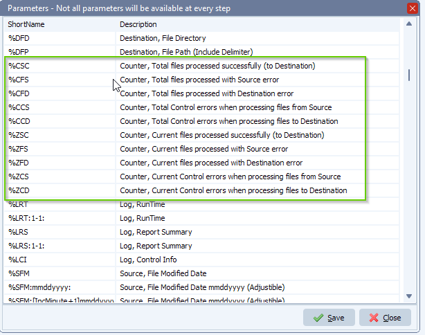 limagito file mover counter parameters