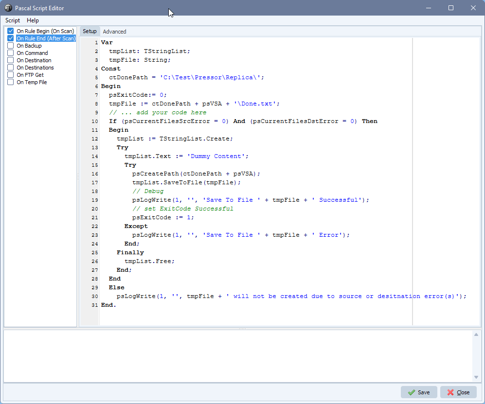 limagito file mover on rule end pascal script