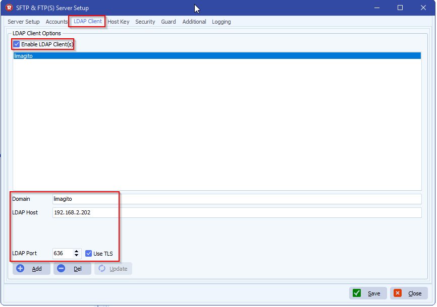 limagito file mover sftp server ldap setup