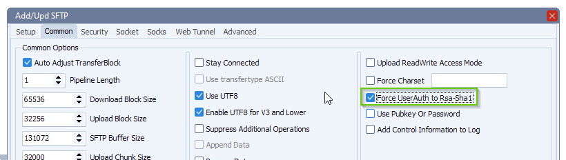 Force User Authentication to Rsa-sha1