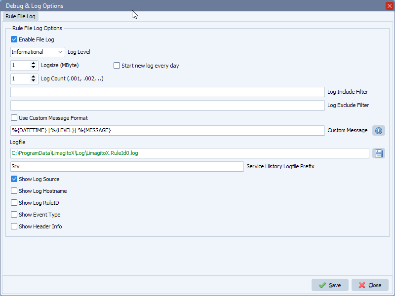 Limagito File Mover Global Logging setup