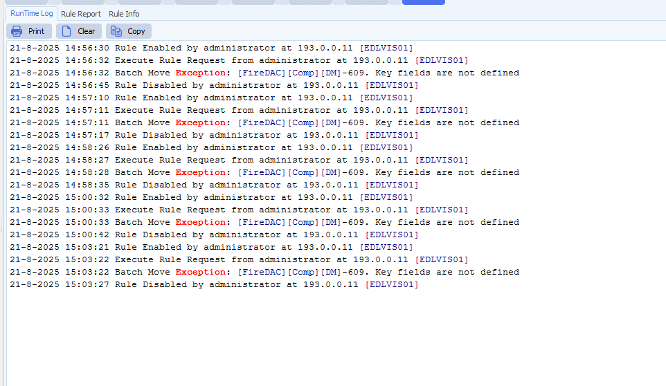 limagito file mover Key fields are not defined