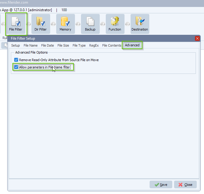 Limagito File Mover File Filter setup