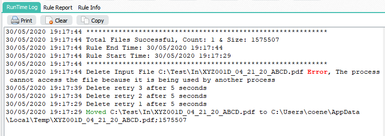 LimagitoX File Delete Retry RunTime Log error