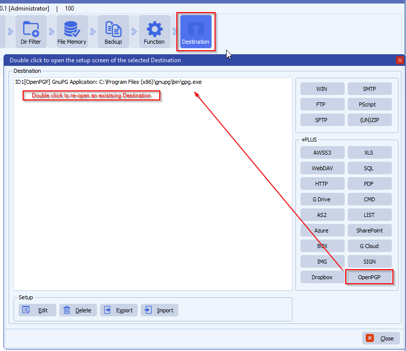 limagito file mover openpgp as destination