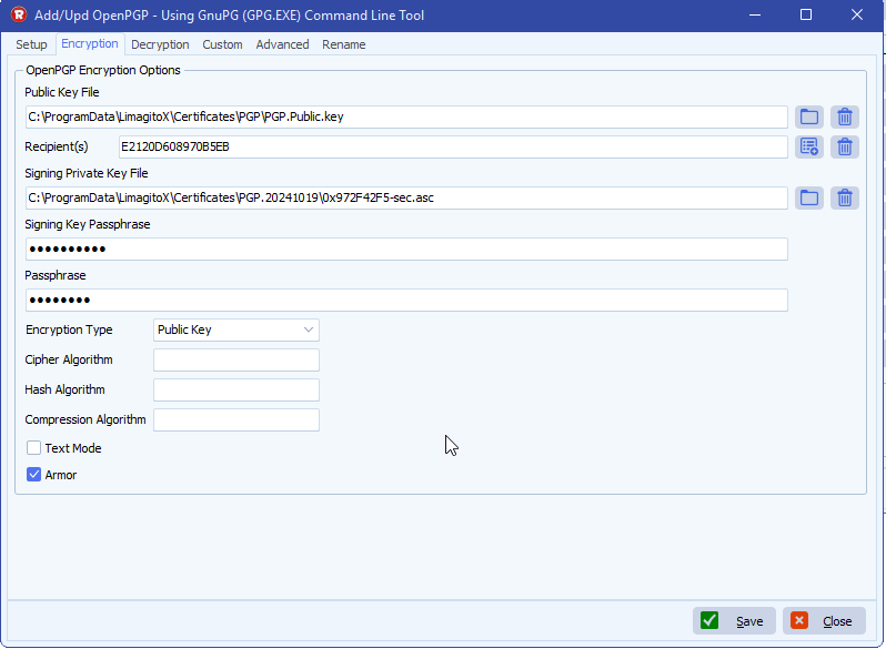 limagito file mover openpgp encryption options