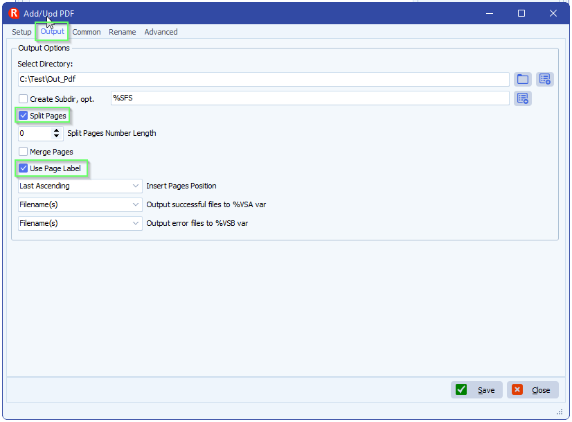 limagito filemover Split PDF pages using page labels