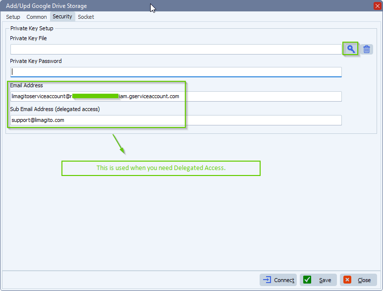 limagito file mover google drive delegated access setup