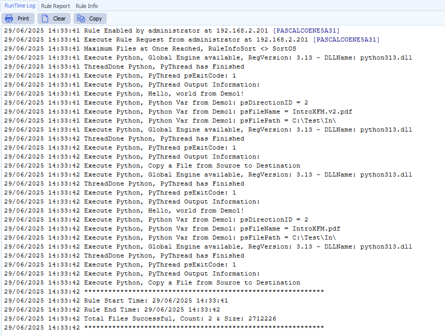 limagito file mover python as destination runtime log result