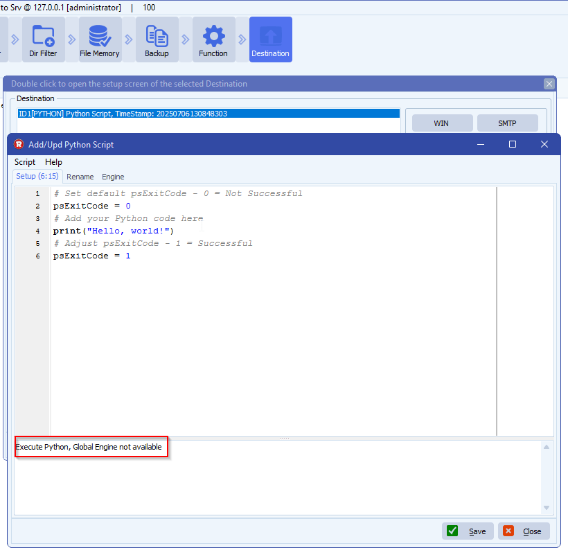 limagito file mover global python engine not available