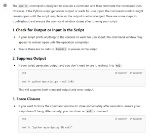 trying to run a python script in cmd - stack overflow... Running a python script with Command as source but rule doesn’t end