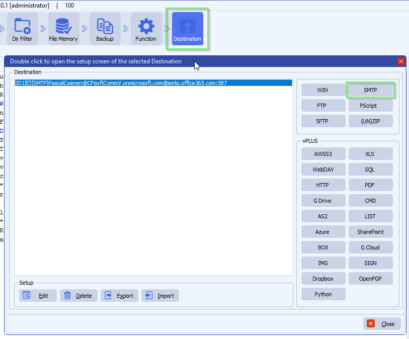 limagito file mover smtp as destination
