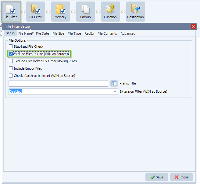 limagito file mover exclude files in use
