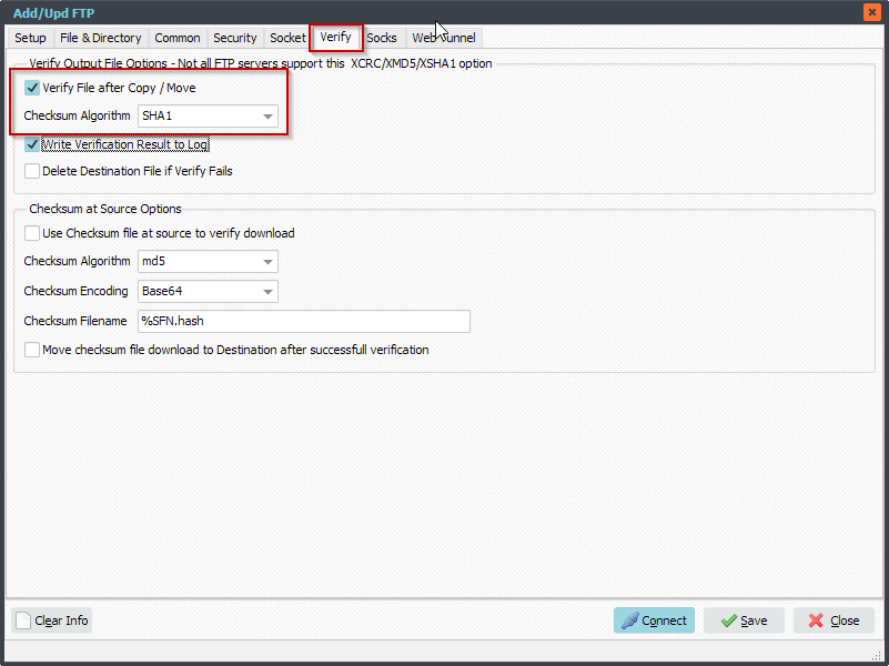 Limagito FTP Verify option