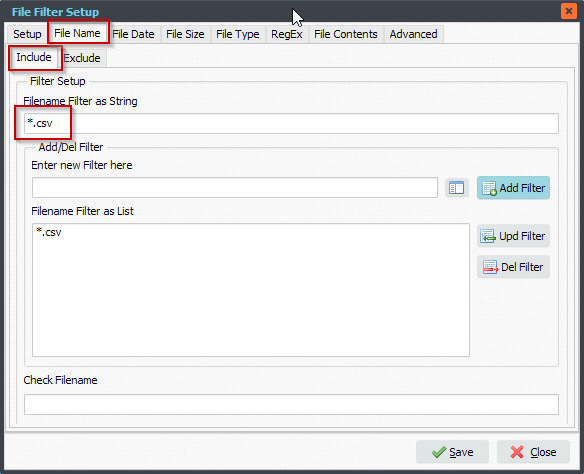 Limagito File Mover filename inlcude filter