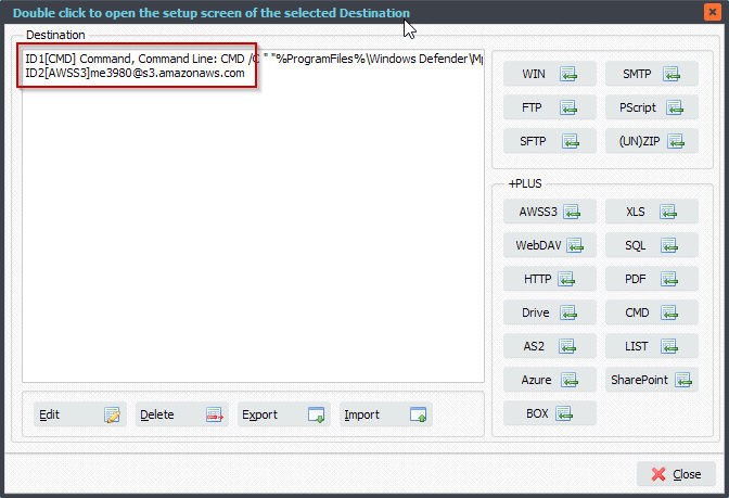 Limagito File Mover Destination setup