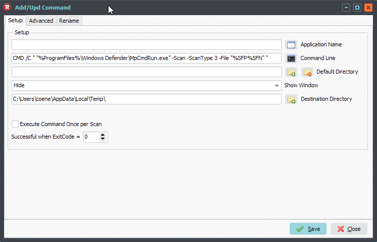 Limagito File Mover mpcmdrun.exe command-line tool