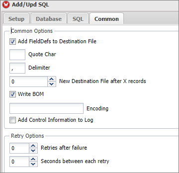 Limagito File Mover SQL Common options