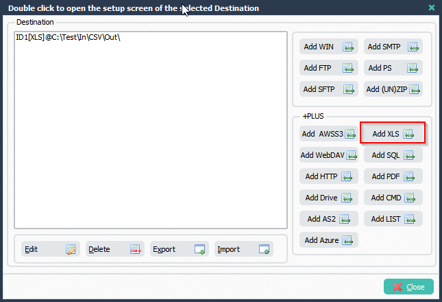 LimagitoX File Mover XLS as destination