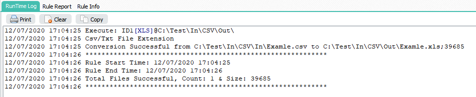 Limagito File Mover Csv to Xls log result