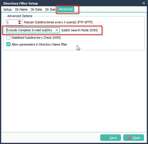 Limagito File Mover Directory Filter Advanced Setup