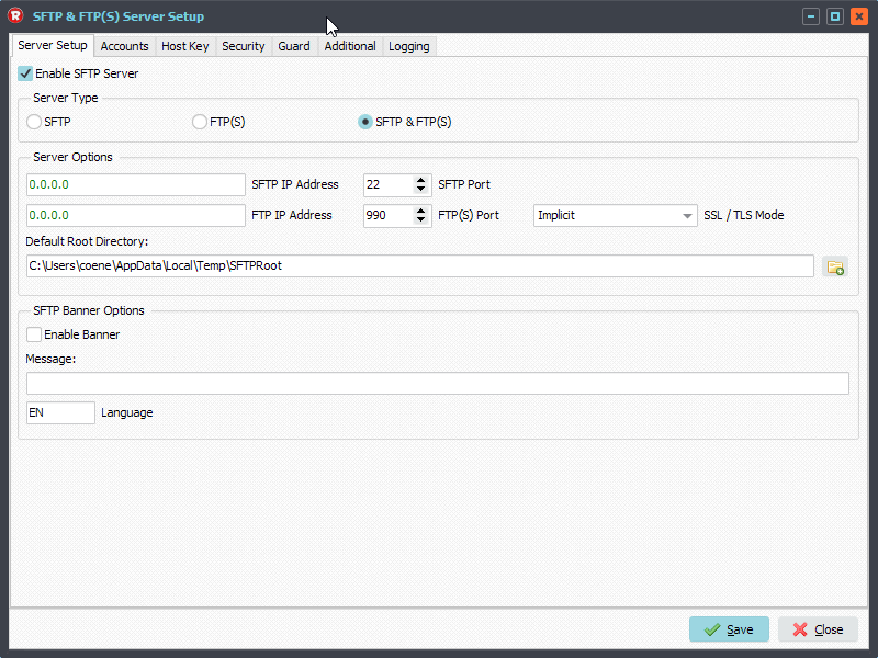 Limagito File Mover FTP Server Setup