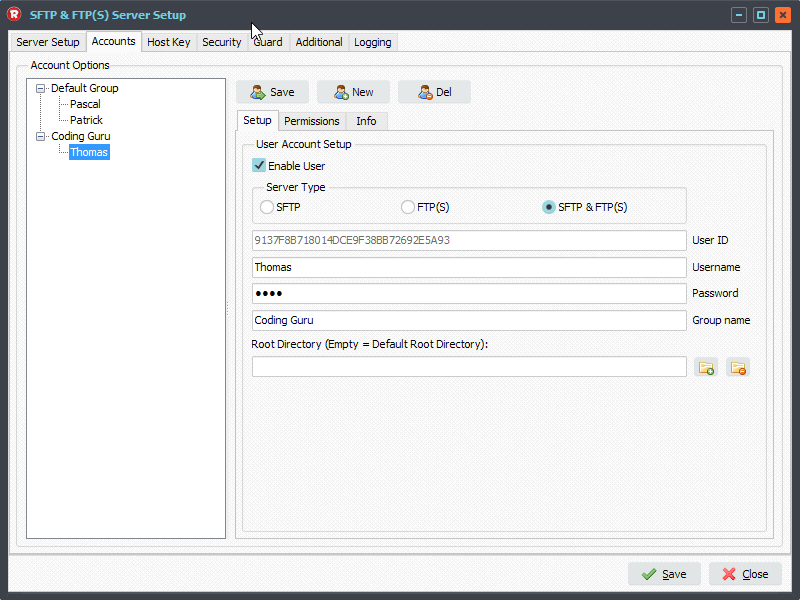 Limagito File Mover FTP Server Accounts Setup