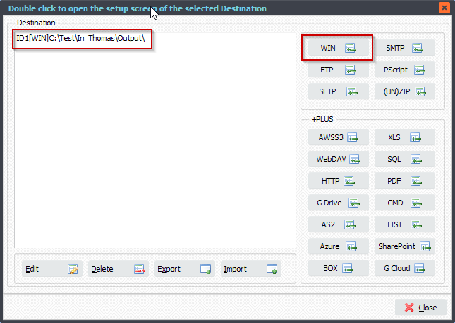 Limagito File Mover Destination Setup