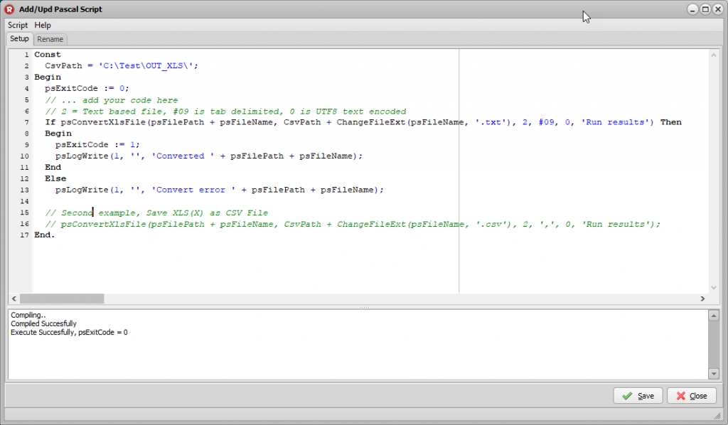 How-To Convert XLS Files using Pascal Script, Example 1 - File transfer ...