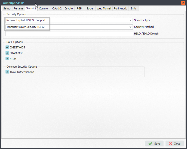 Limagito File Mover SMTP Setup