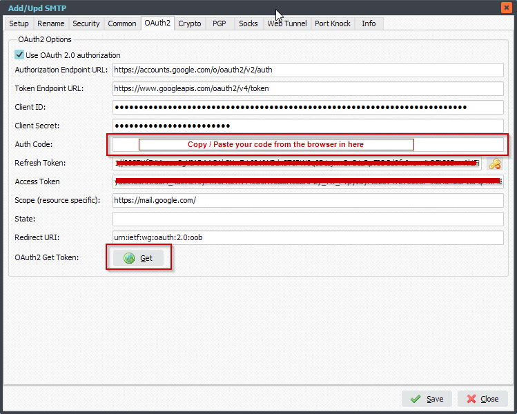 Limagito File Mover SMTP OAuth2 authentication