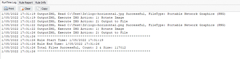 Limagito File Mover RunTime Log result