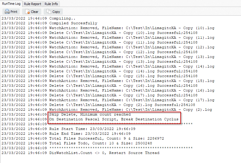 Limagito File Mover RunTime log