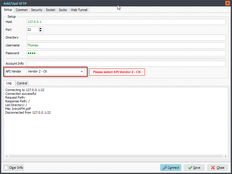 Limagito SFTP Client Setup