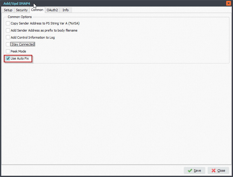 Limagito File Mover IMAP4 Common Setup