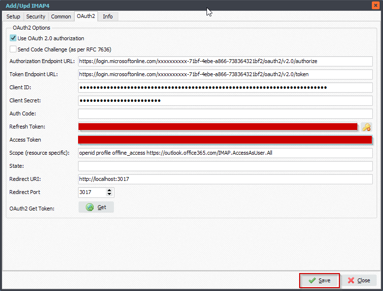 Limagito File Mover IMAP4 OAuth2 Setup