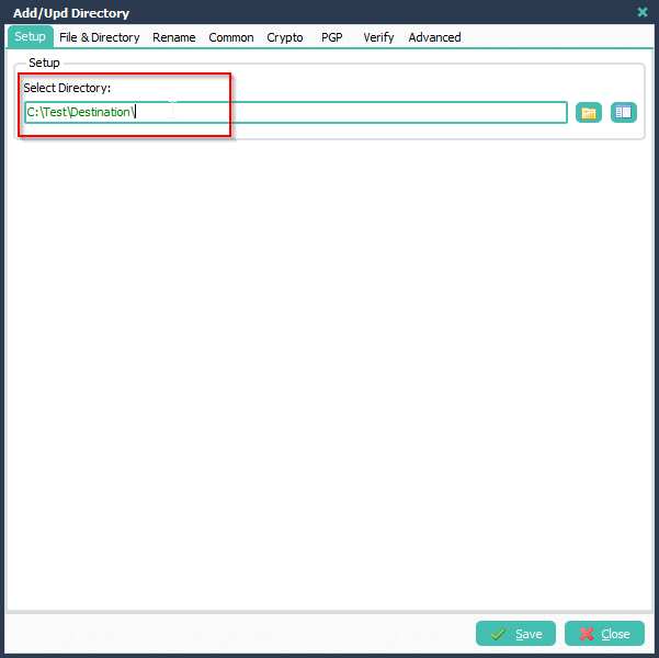 Limagito File Mover Select WIN as Destination Folder