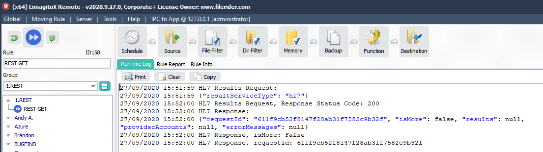 LimagitoX File Mover REST RunTime Log