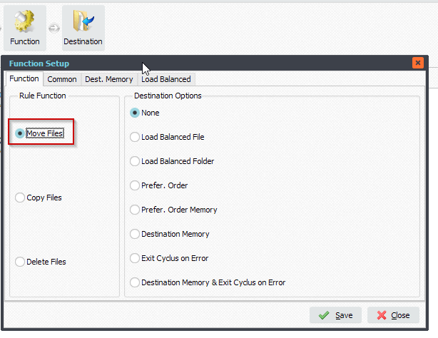 Limagito File Mover Function Setup