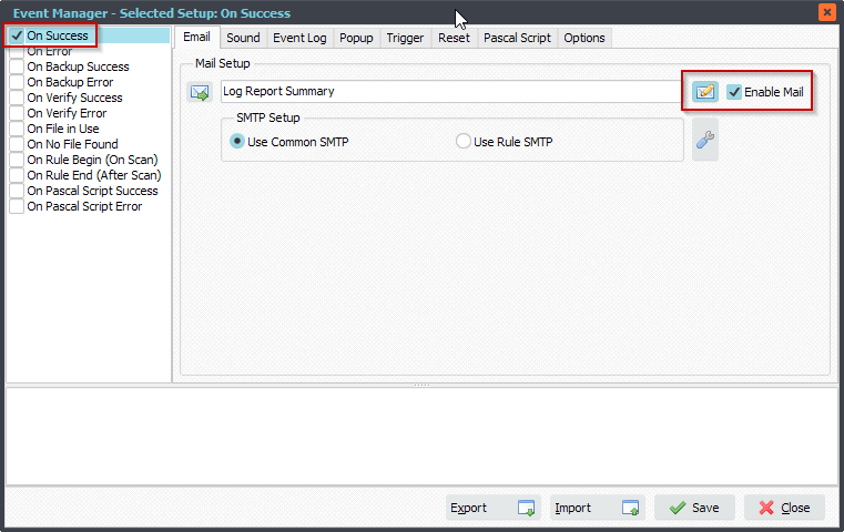 Limagito File Mover Rule Events Setup