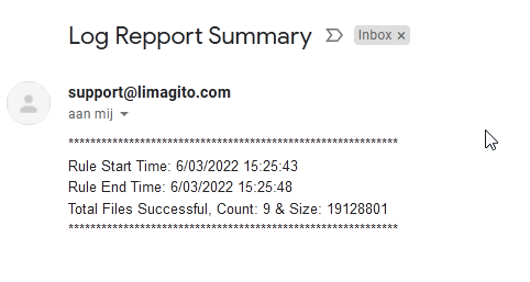Limagito File Mover Report Summary email