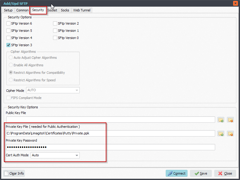 Limagito File Mover SFTP Private Key File